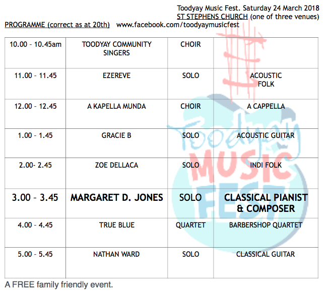 Toodyay Music Fest 2018 St Stephens PROGRAMME as at 20th March.png