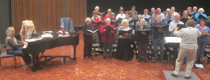 Margaret Jones playing for choir rehearsal June 2013